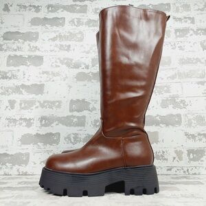 NEW TOP Moda Wilder-16 Brown Chunky Platform Tall Lug Sole Knee High Boots i424